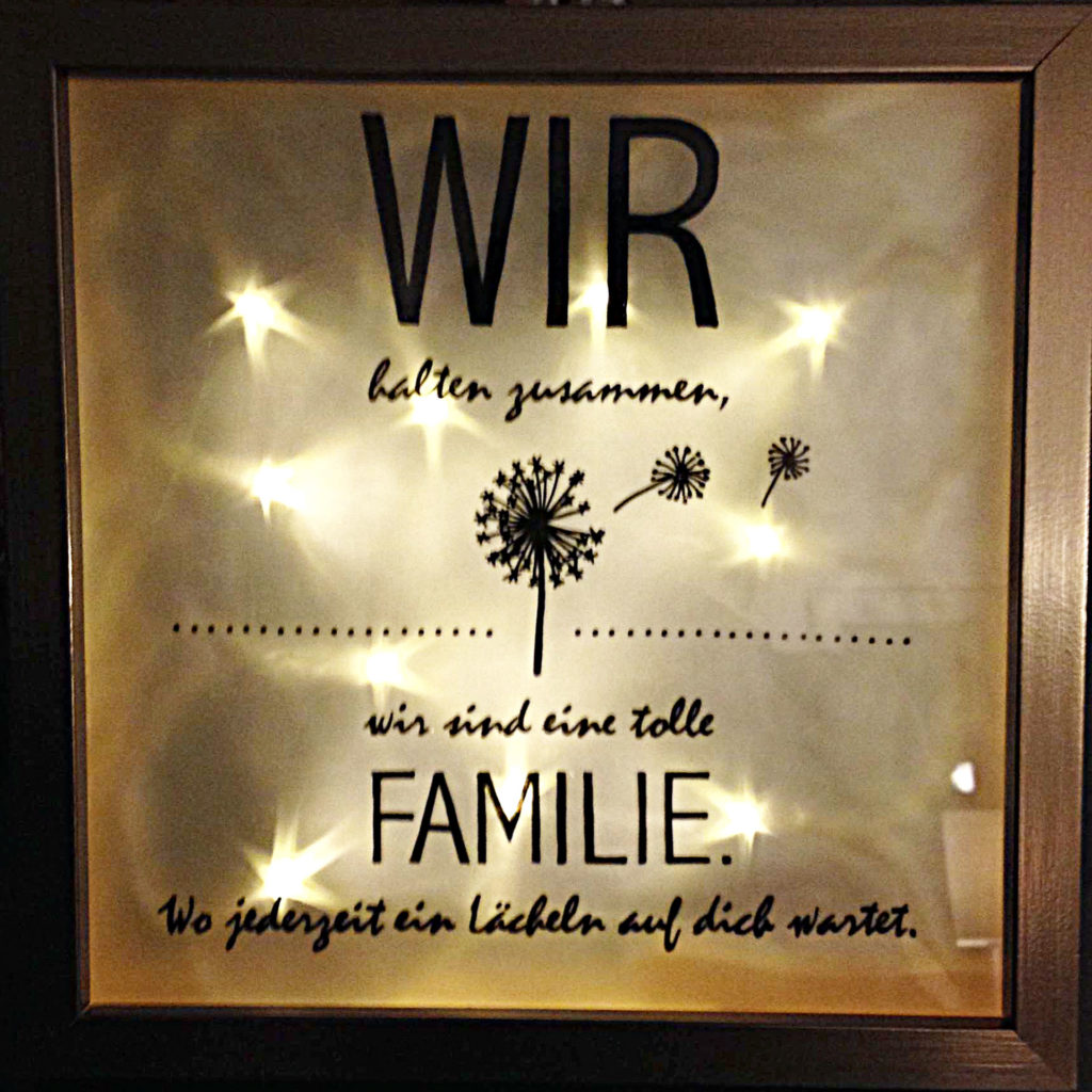 Lightbox mit Familien-Spruch